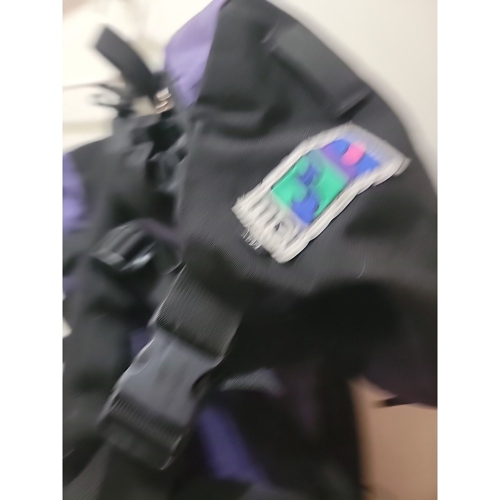 VTG MEI Duffle Bag Hiking Backpack Made in USA - Black - Purple- Rare. 30"x15" - Picture 2 of 9